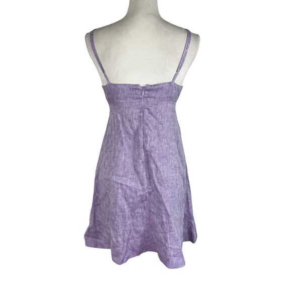 Matthew Bruch Kimmie Cutout Mini Dress Lavender Melange Linen Strappy Size 2 - Picture 6 of 9